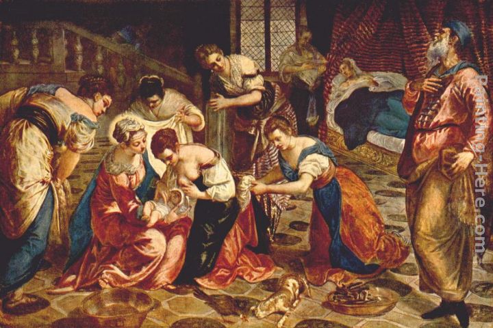 The birth of St. John the Baptist painting - Jacopo Robusti Tintoretto The birth of St. John the Baptist art painting